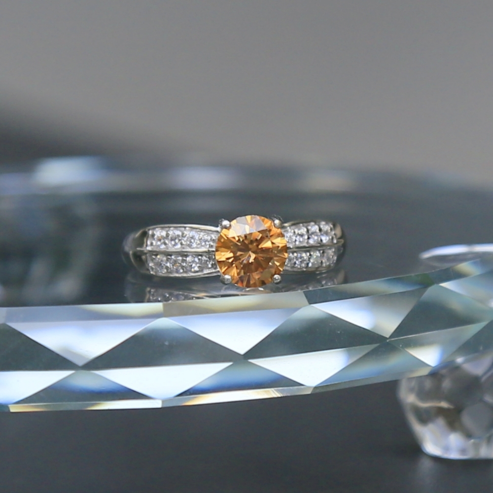 J Francis ✦ Honey Yellow Swarovski Ring ✦ 2.80ctw Moissanite Rhodium Over 925